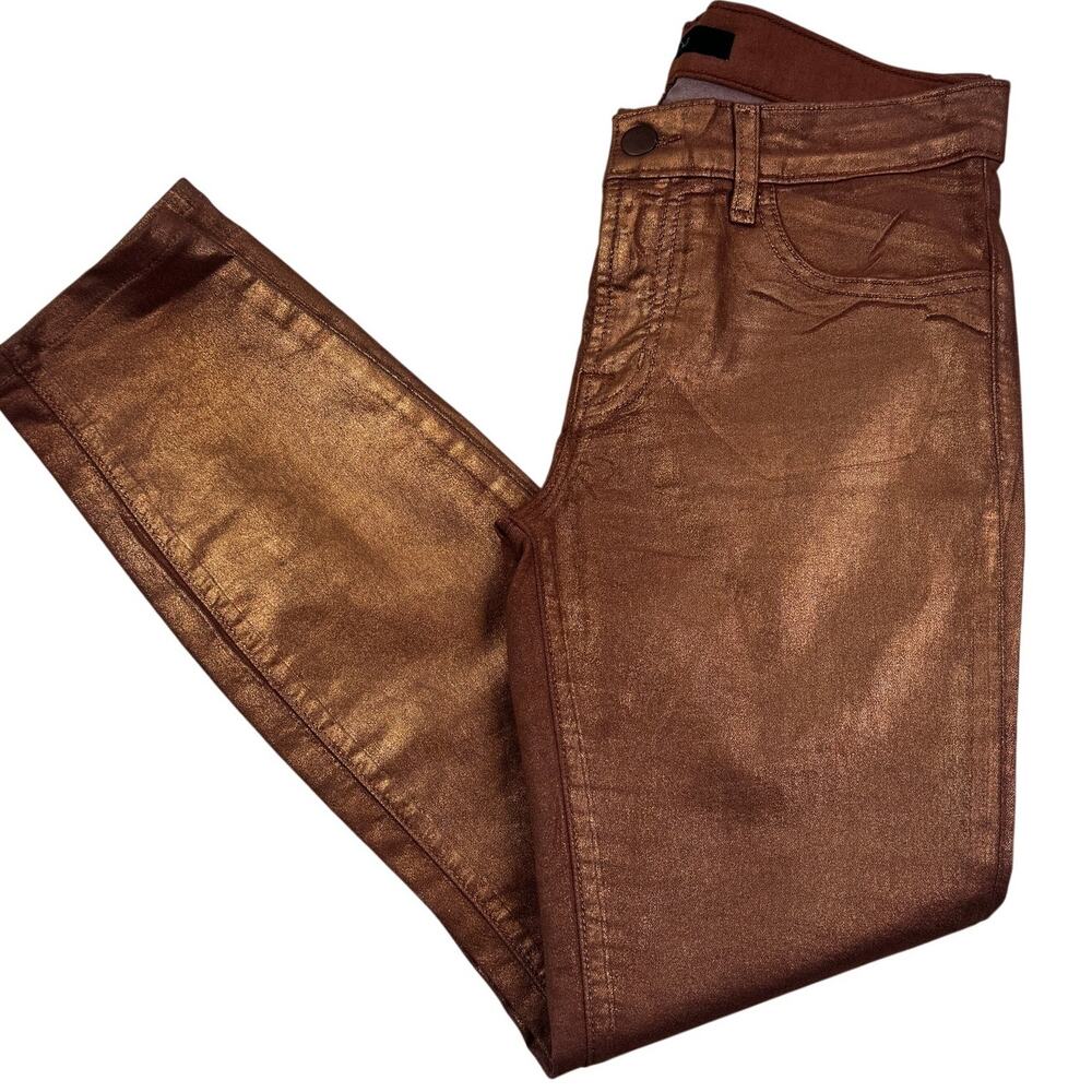 J Brand Super Skinny Metallic Copper/Gold Coated Stretch Jeans Pants Women's 27